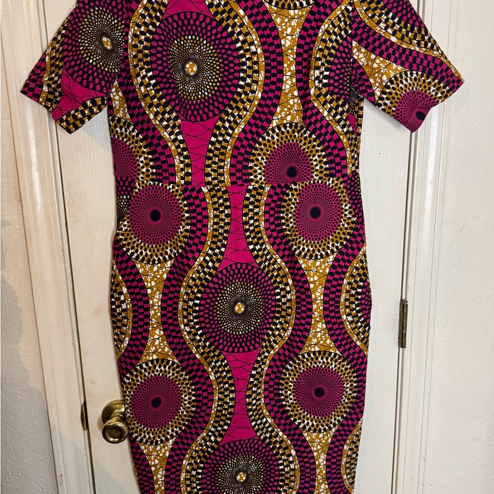 Elegant Pink and Gold African Print D’iyanu Dress